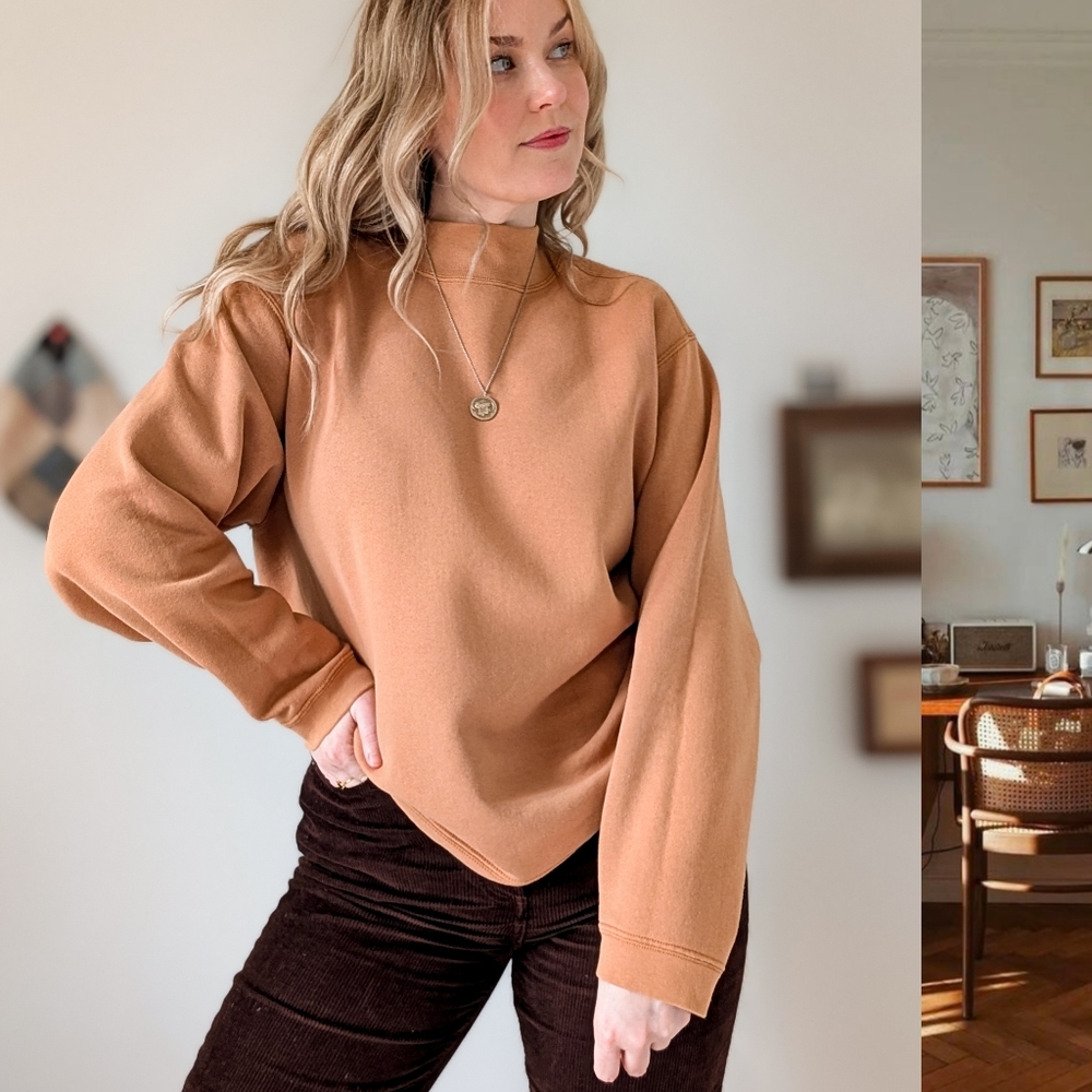 Vintage Relaxed Fit Mock Neck 90s vintage Sweatshirt